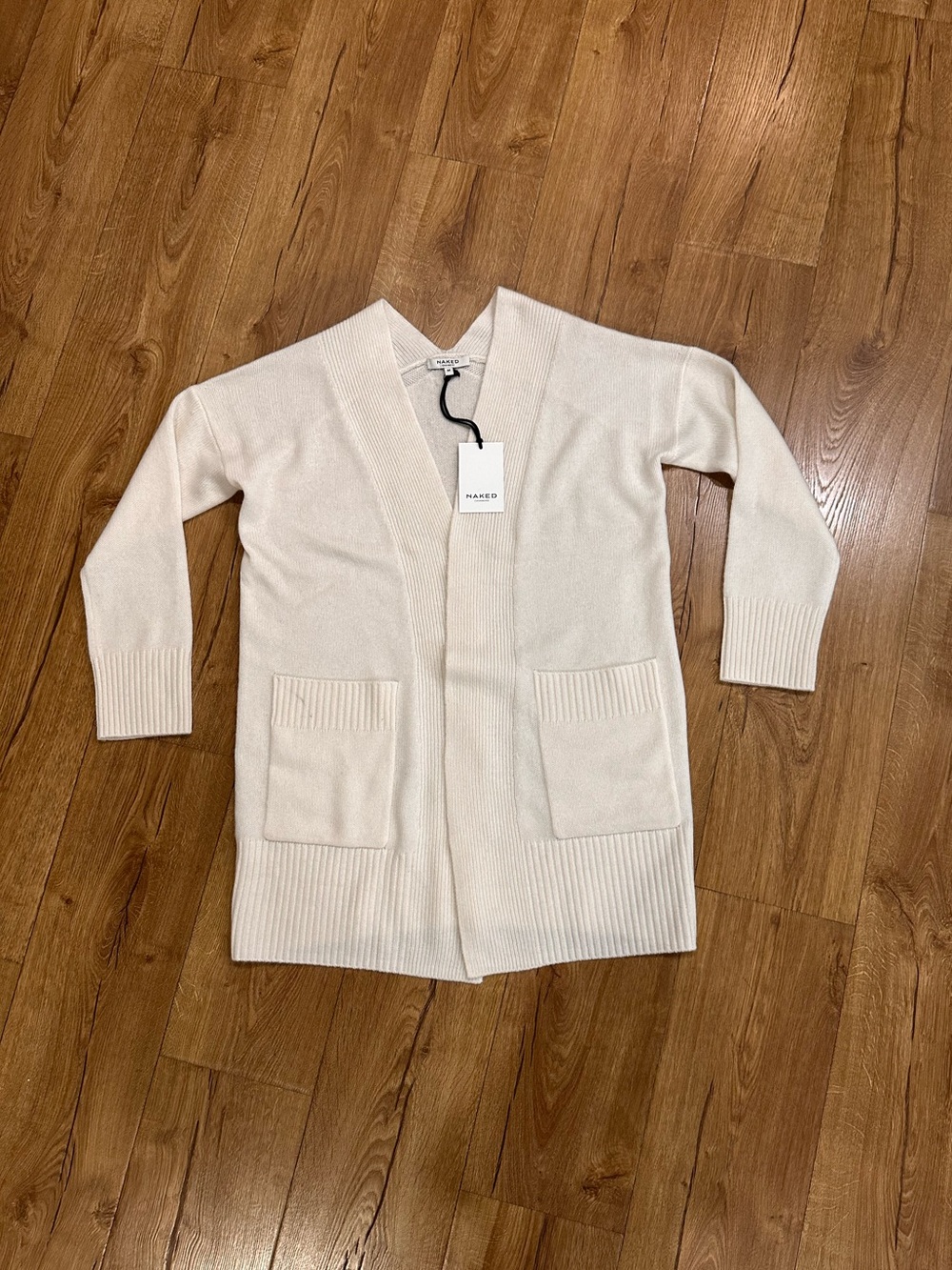 Naked cashmere Cream Open-Front Ribbed Pocket Cardigan - Picture 11 of 14